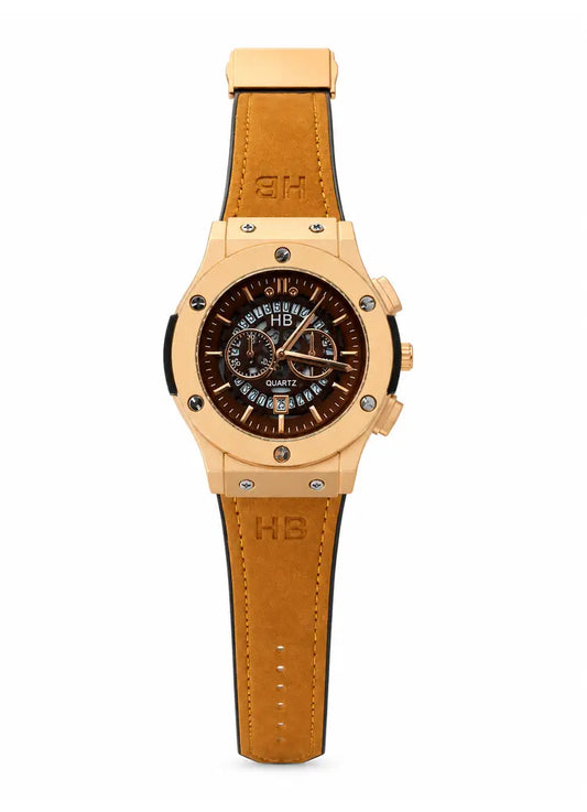 HB Brown Leather Strap Premium Watch