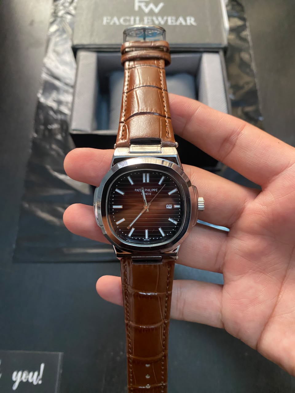 PP Full Brown Leather Strap  Premium Watch