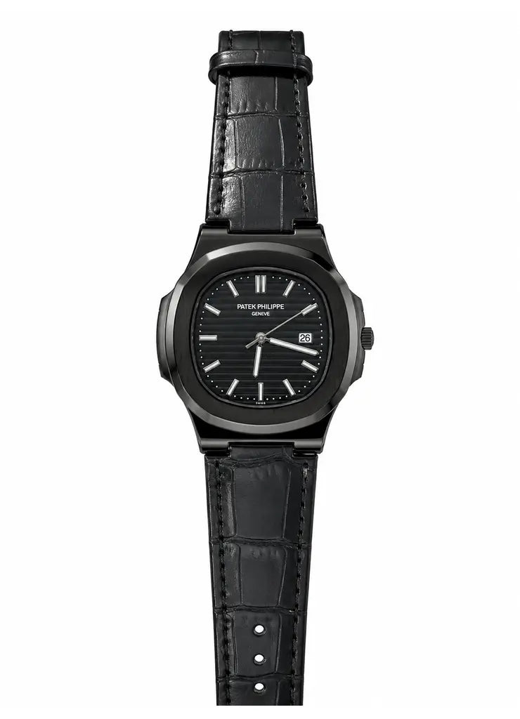 PP Full Black Leather Strap Premium Watch