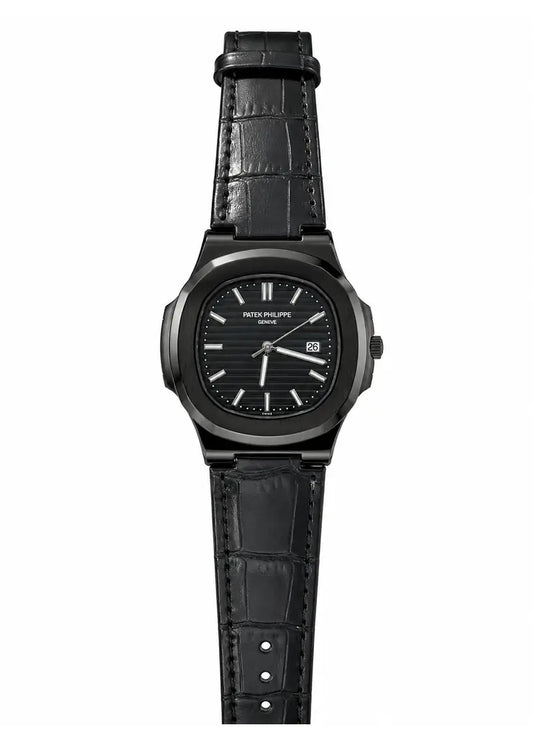 PP Full Black Leather Strap Premium Watch